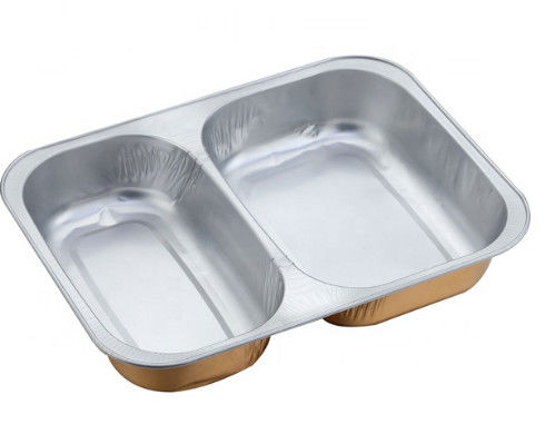 OEM SGS 0.2mm 2 Compartment Aluminium Food Tray